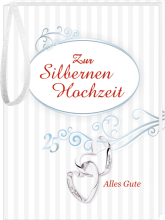 Zur Silbernen Hochzeit 25. Alles Gute. Das Geschenkbuch hat eine Lasche zum Aufhängen. Es kann beispielsweise an eine Flasche oder an Geschenk gehängt werden. Das Mini-Buch ist ein schönes Mitbringsel mit vielen Sprüchen, Witzen, Verse